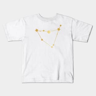 Capricorn Zodiac Constellation in Gold Kids T-Shirt